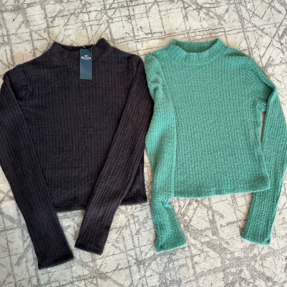 Hollister fuzzy cropped sweaters soft knit cozy pullover - Picture 1 of 6